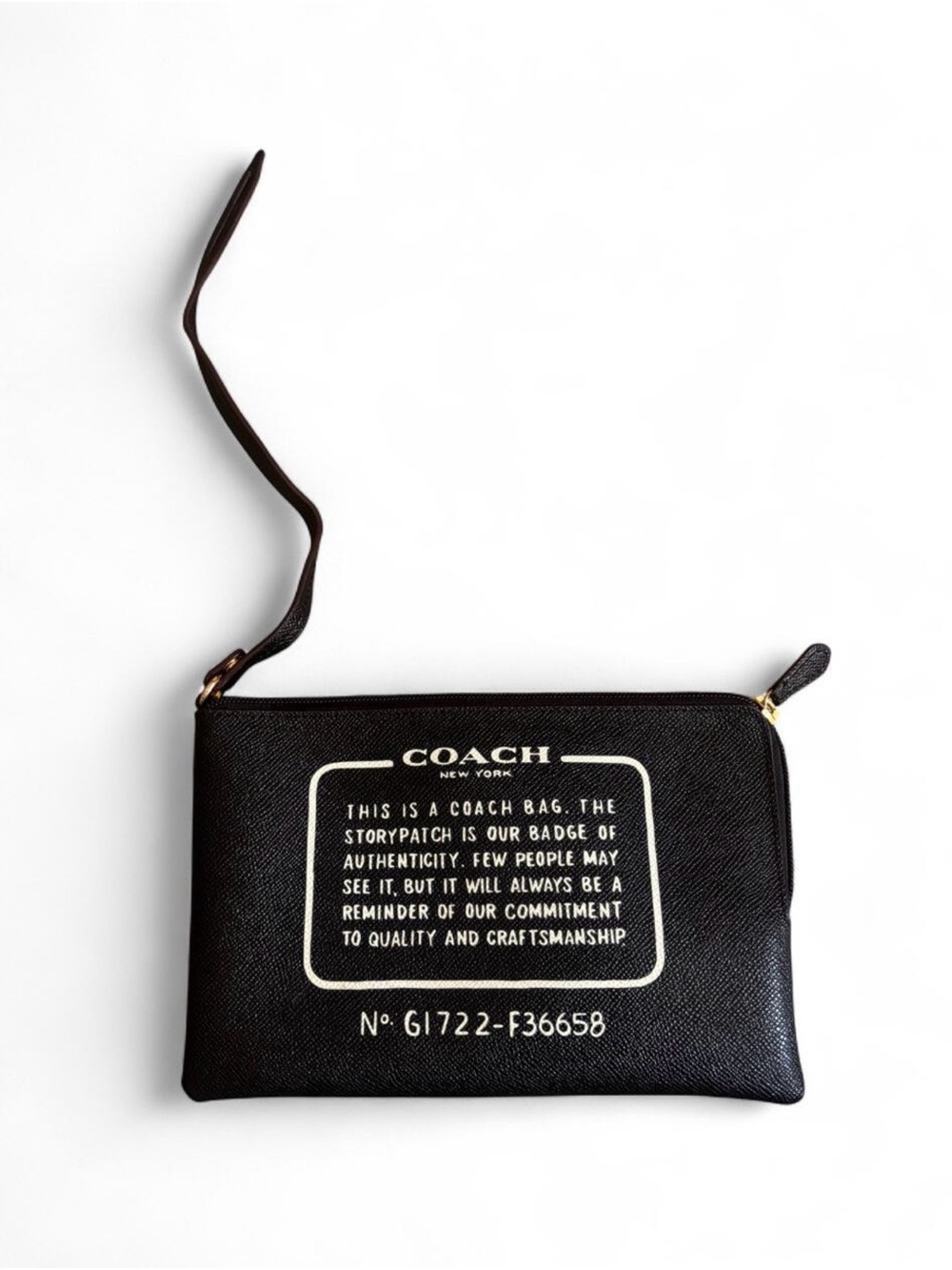 Coach black leather storypatch wristlet